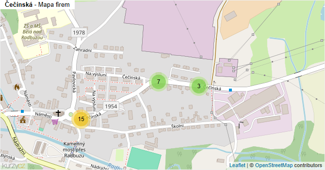 Čečínská - mapa firem
