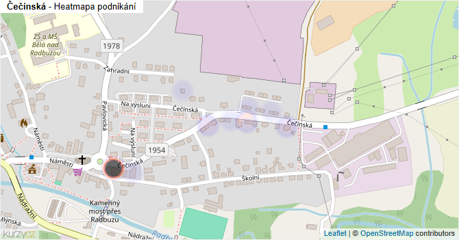 Čečínská - mapa podnikání