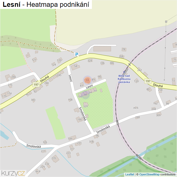 Mapa Lesní - Firmy v ulici.
