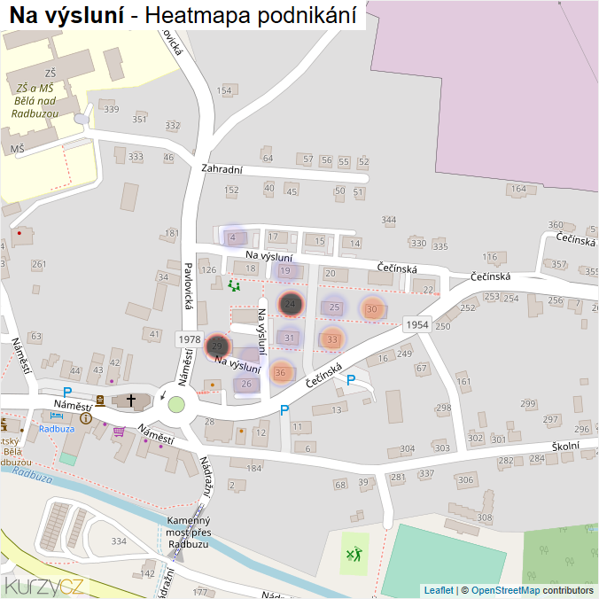 Mapa Na výsluní - Firmy v ulici.