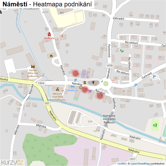 Mapa Náměstí - Firmy v ulici.