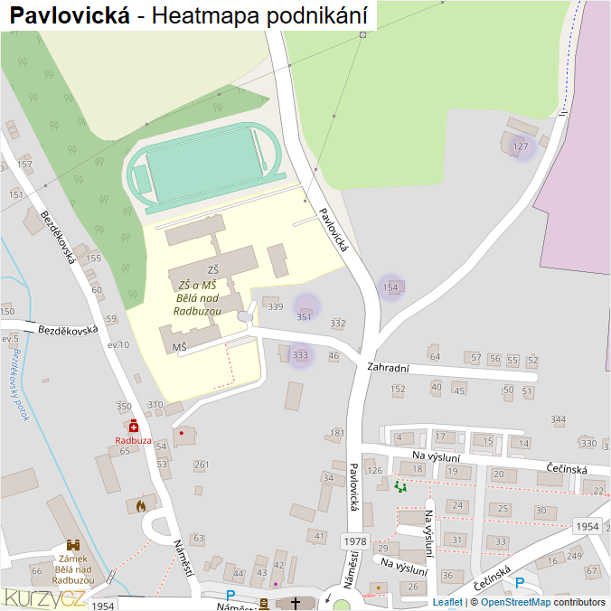 Mapa Pavlovická - Firmy v ulici.