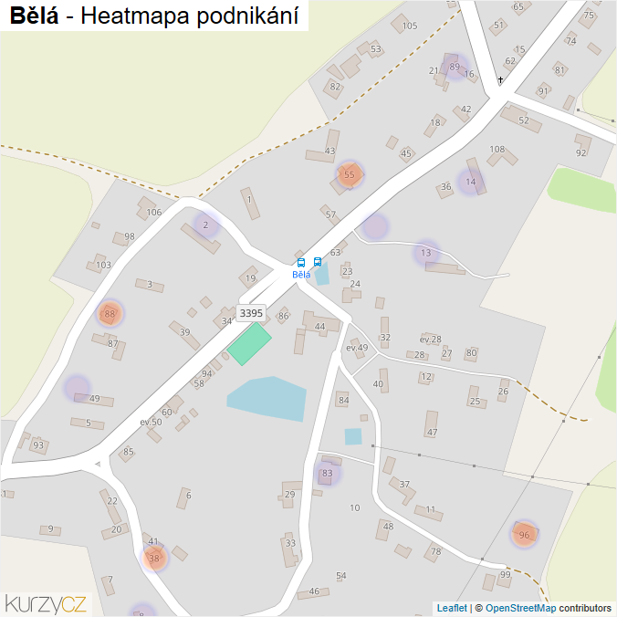 Mapa Bělá - Firmy v části obce.