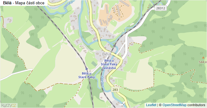 Bělá - mapa části obce