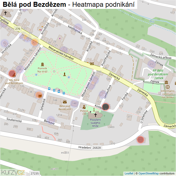 Mapa Bělá pod Bezdězem - Firmy v části obce.