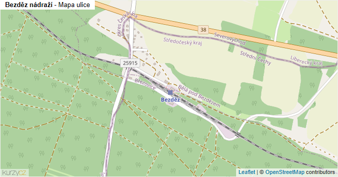 Bezděz nádraží - mapa ulice