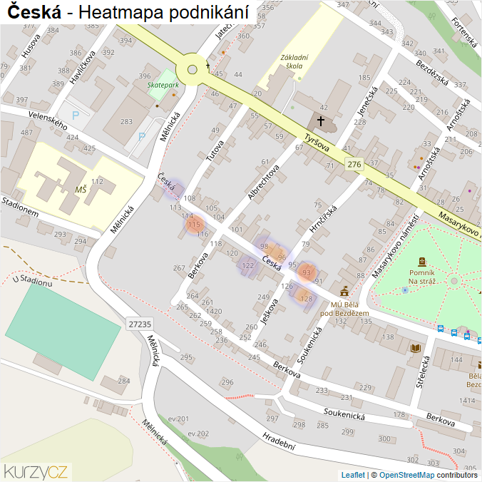 Mapa Česká - Firmy v ulici.