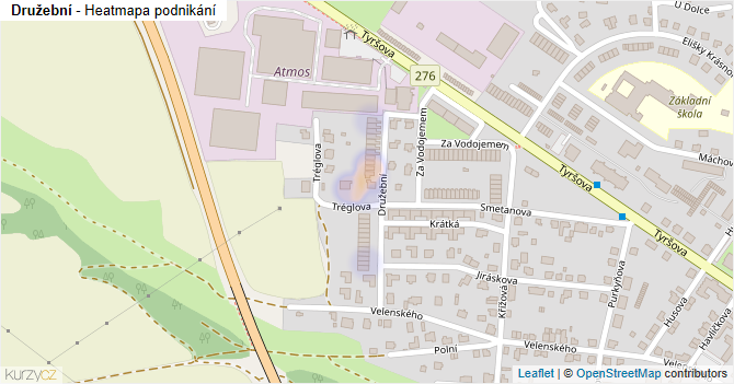 Družební - mapa podnikání