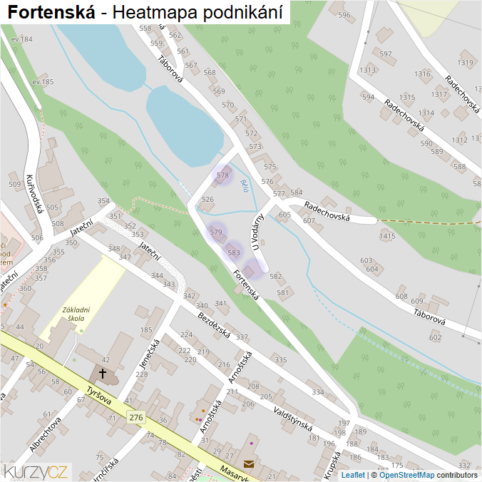 Mapa Fortenská - Firmy v ulici.