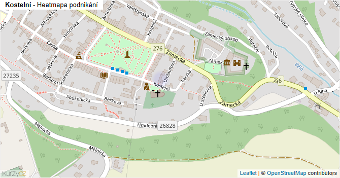 Kostelní - mapa podnikání