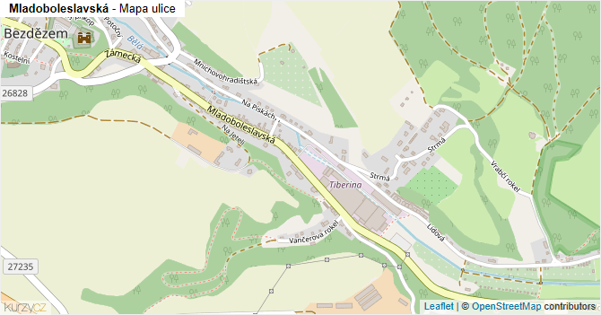 Mladoboleslavská - mapa ulice
