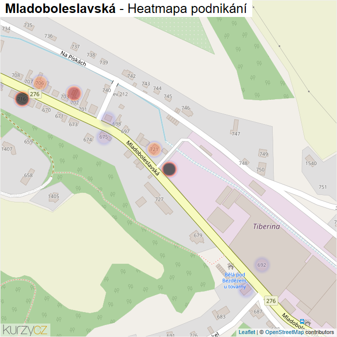 Mapa Mladoboleslavská - Firmy v ulici.