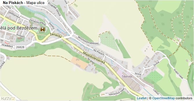 Na Pískách - mapa ulice