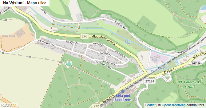 Na Výsluní - mapa ulice