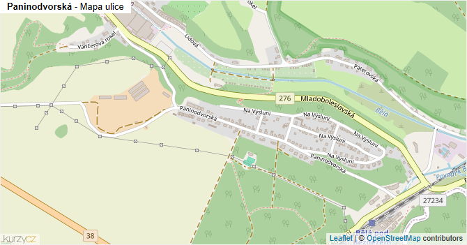 Paninodvorská - mapa ulice