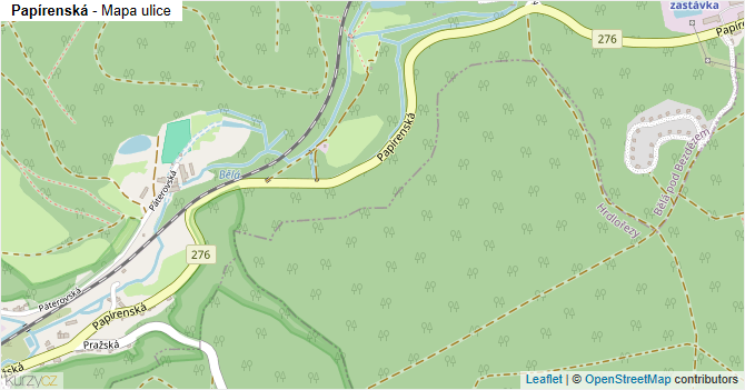 Papírenská - mapa ulice
