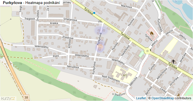 Purkyňova - mapa podnikání