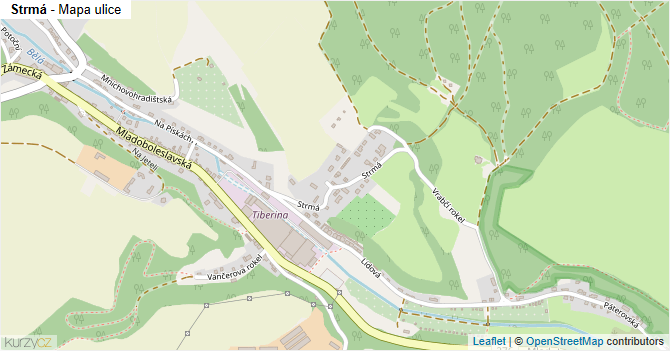 Strmá - mapa ulice