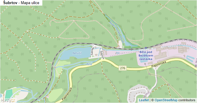 Šubrtov - mapa ulice