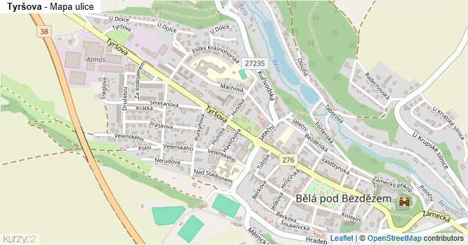 Tyršova - mapa ulice