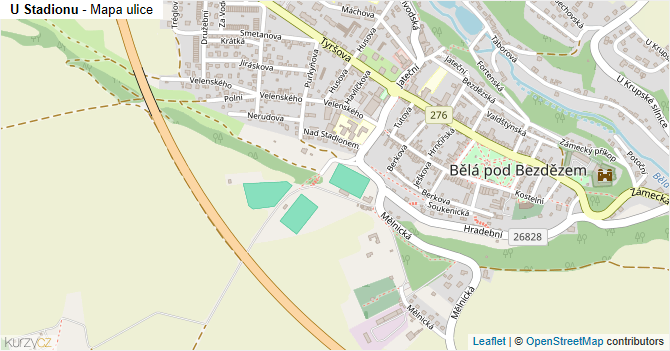U Stadionu - mapa ulice