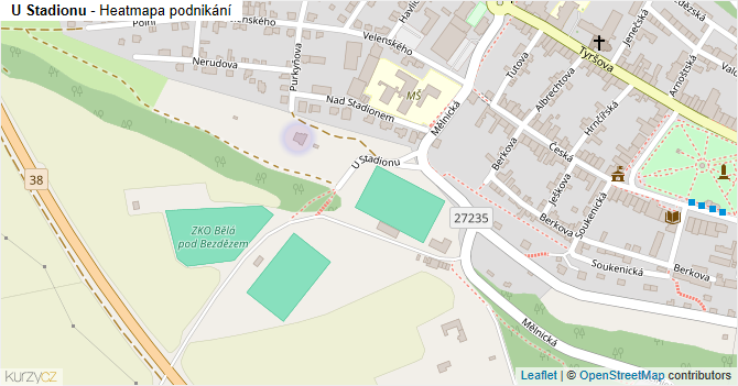 U Stadionu - mapa podnikání