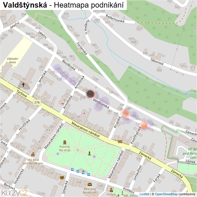 Mapa Valdštýnská - Firmy v ulici.