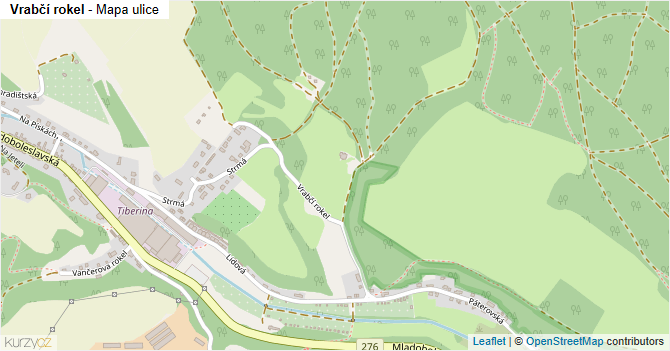 Vrabčí rokel - mapa ulice