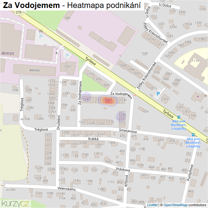 Mapa Za Vodojemem - Firmy v ulici.