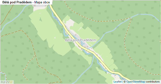Bělá pod Pradědem - mapa obce