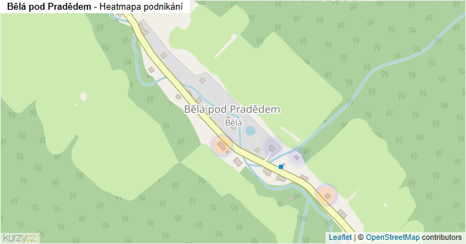 Bělá pod Pradědem - mapa podnikání