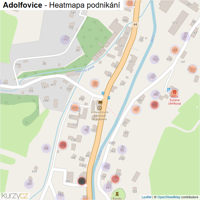 Mapa Adolfovice - Firmy v části obce.