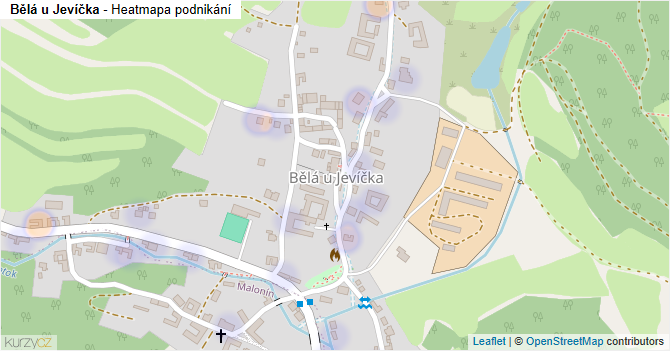 Bělá u Jevíčka - mapa podnikání