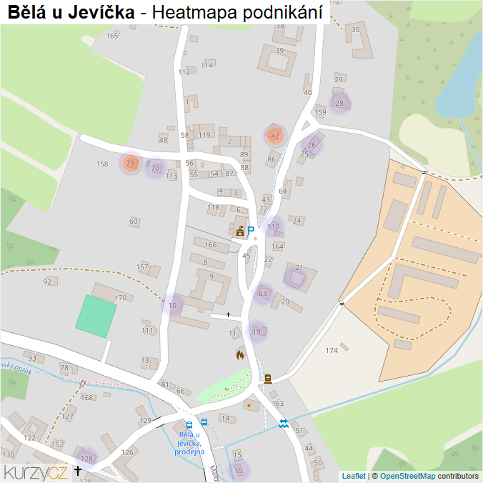 Mapa Bělá u Jevíčka - Firmy v části obce.