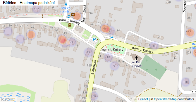 Bělčice - mapa podnikání