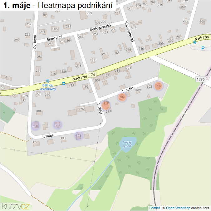 Mapa 1. máje - Firmy v ulici.