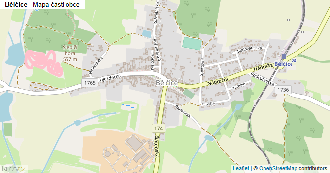 Bělčice - mapa části obce