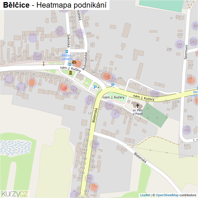 Mapa Bělčice - Firmy v části obce.
