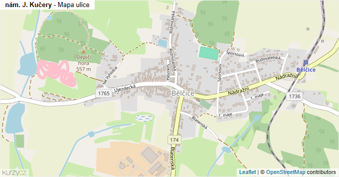 nám. J. Kučery - mapa ulice