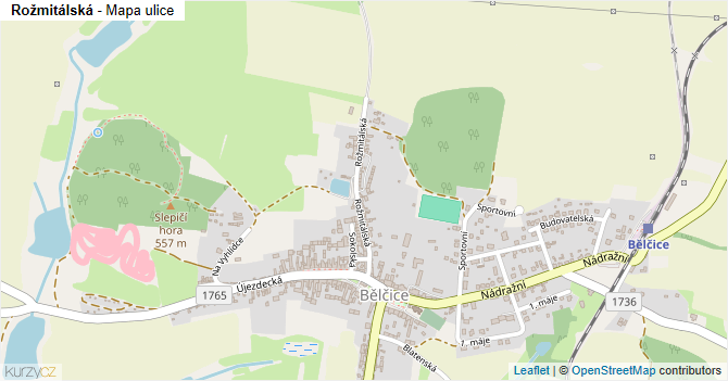 Rožmitálská - mapa ulice