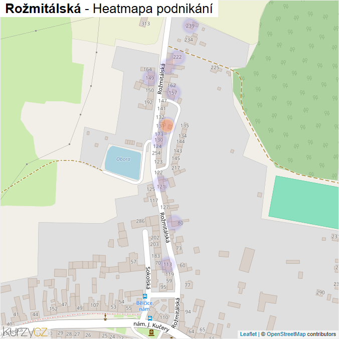 Mapa Rožmitálská - Firmy v ulici.