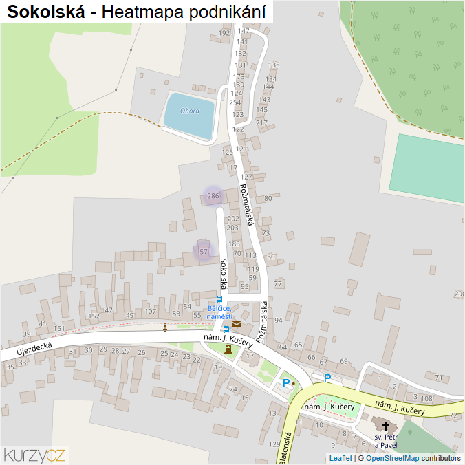 Mapa Sokolská - Firmy v ulici.