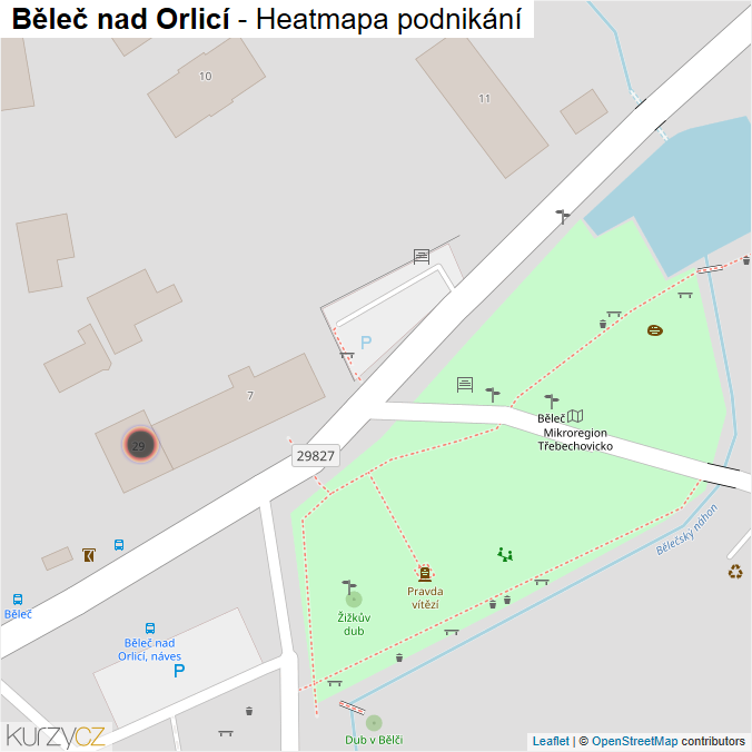 Mapa Běleč nad Orlicí - Firmy v obci.