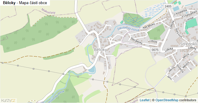 Běloky - mapa části obce