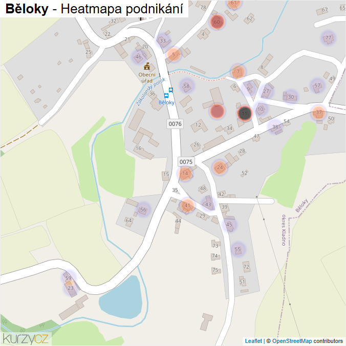 Mapa Běloky - Firmy v části obce.
