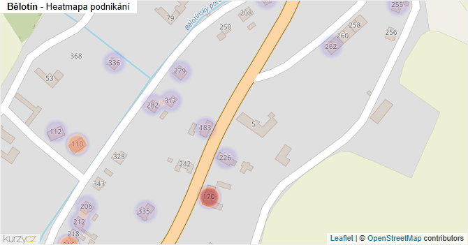 Bělotín - mapa podnikání
