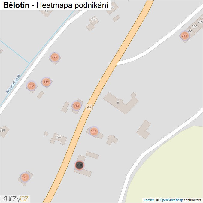 Mapa Bělotín - Firmy v obci.