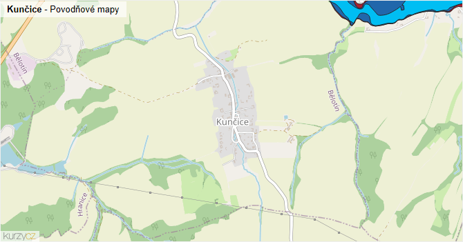 Kunčice - záplavové mapy stoleté vody