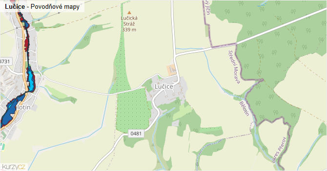 Lučice - záplavové mapy stoleté vody