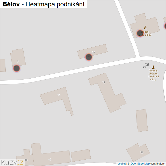 Mapa Bělov - Firmy v obci.